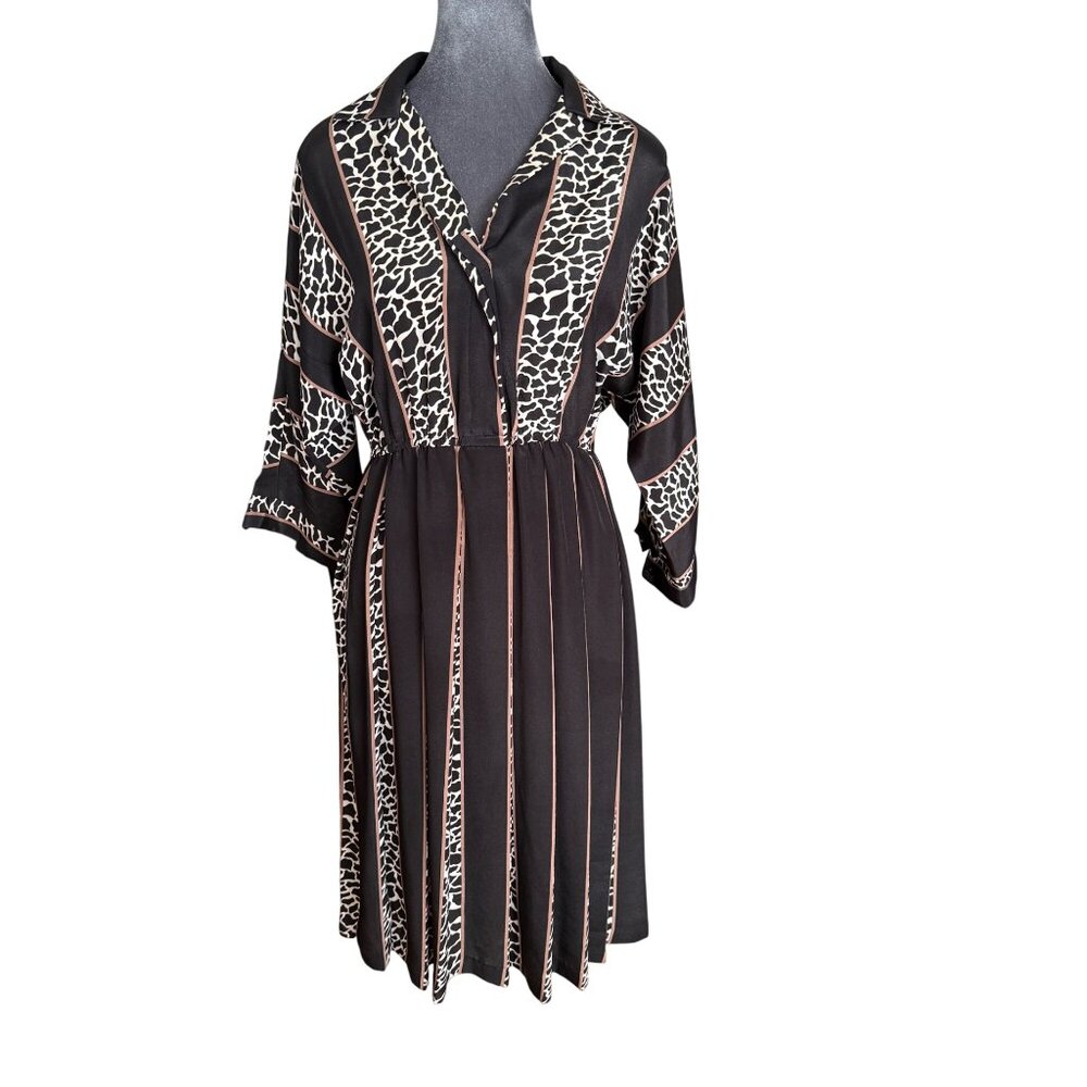 Top Act Giraffe Print Button-Down Midi Dress Size 12P - Picture 1 of 7